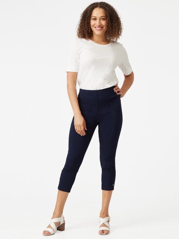 PennyPlain Cropped Bengaline Capri Trousers - French Navy