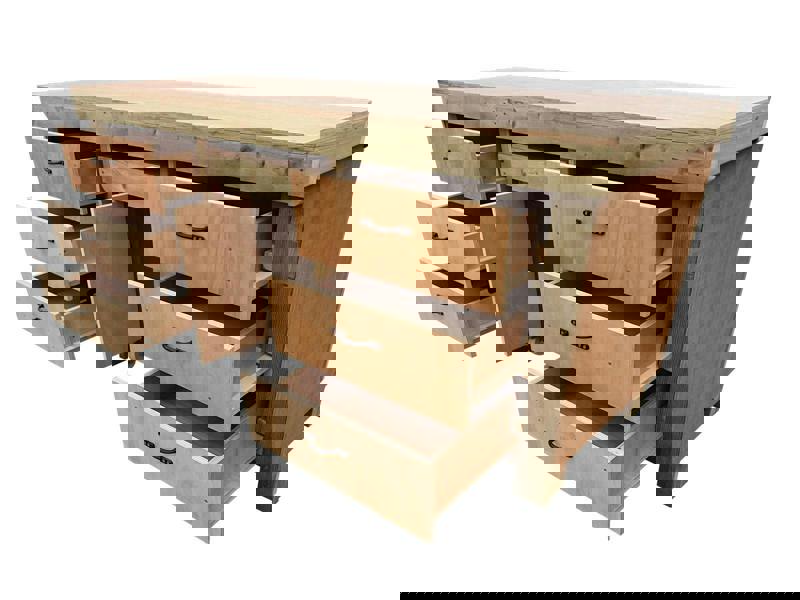 Arbor Garden Solutions Wooden Eucalyptus hardwood top workbench with drawers and functional lockable cupboard (V.5)