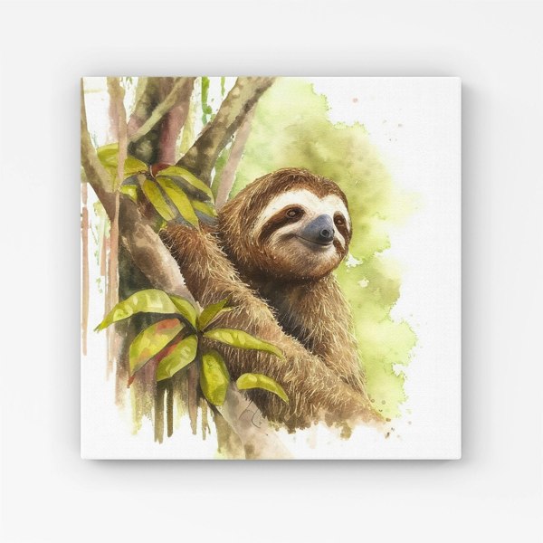 Warren Reed Sloth Watercolour Canvas