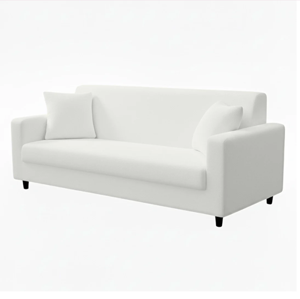 Anyseat 3 Seater Sofa Cover Plain White Style and Protection For Living Room Sofa Chair Elastic Stretchable Slipcover