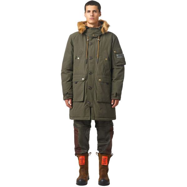 Diesel W Colby 21 Green Hooded Parka Coat