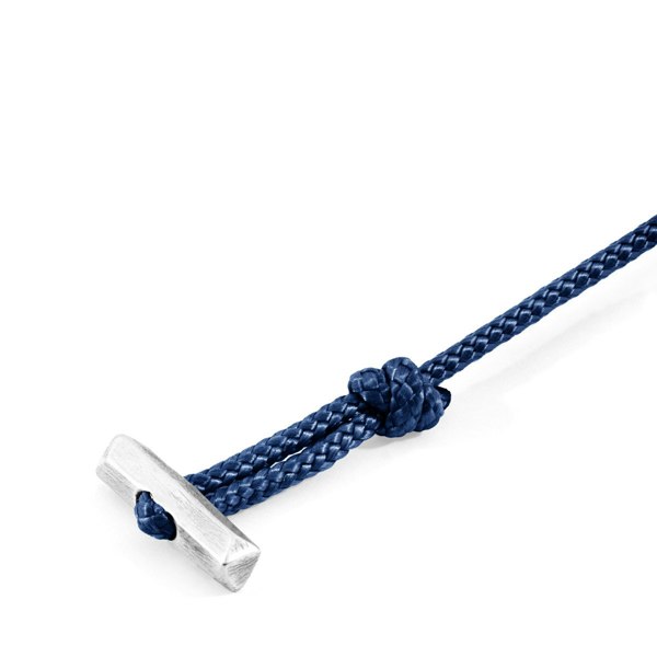 Anchor & Crew Navy Blue Oxford Silver and Rope Bracelet