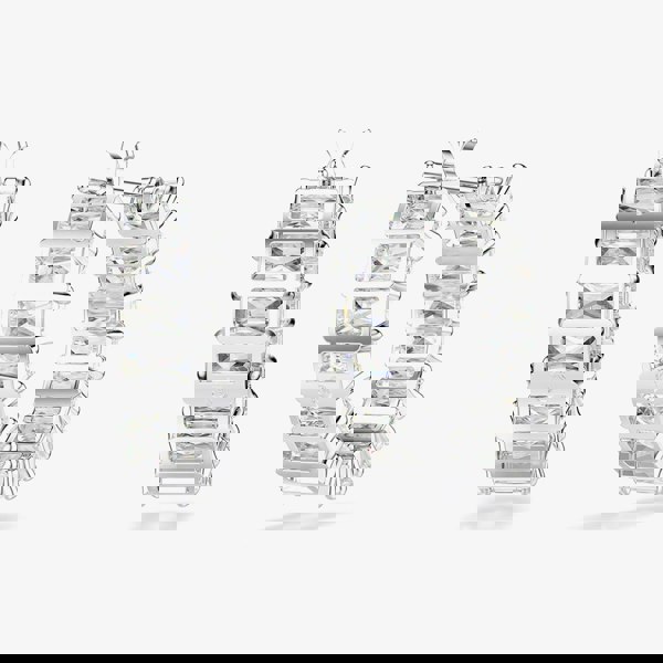 Swarovski Matrix Rhodium Plated Baguette Cut White Zirconia Hoop Earrings 5733397