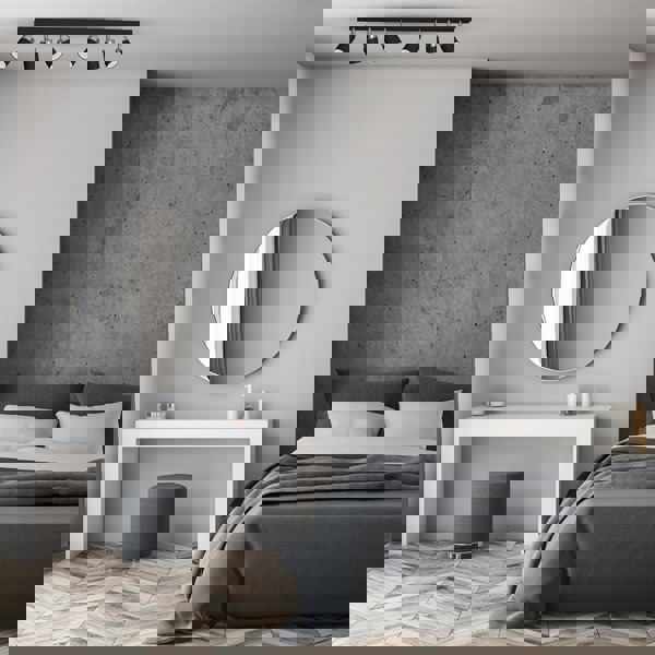 Milagro Joker Hand Made Ceiling Lamp In Matt Black With Striking Chrome Detail Featuring 6 Minmalistic Slender Cylinder Shades