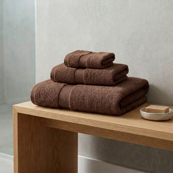 Vision V475 - 3 Piece 100% Cotton Towel Bundle - Chocolate - Towel Bundle - 100% Cotton