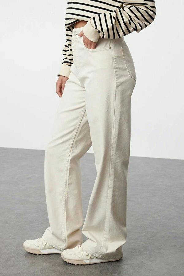 WOVCOR High Waist Wide Leg Jeans with Waist Detail