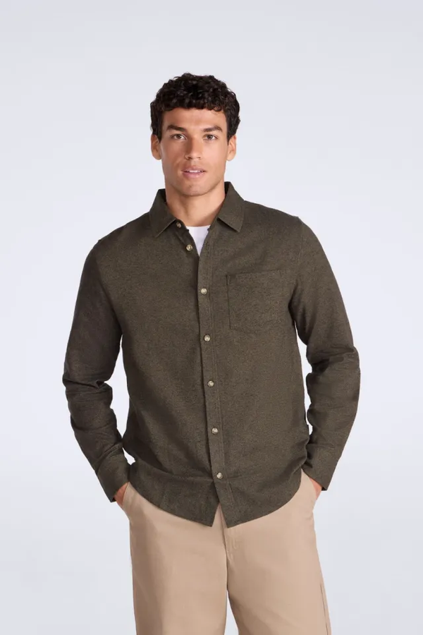 Animal Mens Brushed Cotton Lightweight Long-Sleeved Shirt - Beige