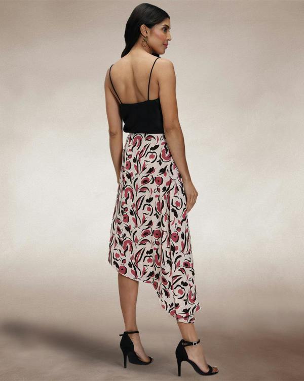 HotSquash Asymmetric Hem Skirt with Bow Ties
