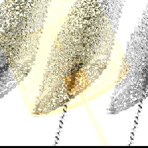 Classic Chic Moroccan Themed Shiny Gold Table Lamp with Inline Switch Image 3