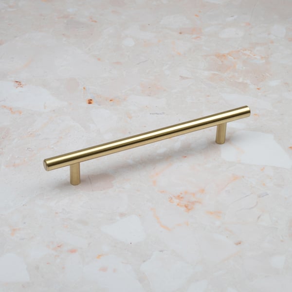 Handle & Home Satin Brass T-Bar Handles & Coordinating T-Bar Knob