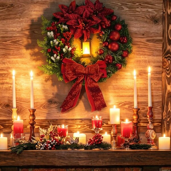 deAO Toys deAO Christmas Wreath Festive Door Decoration for Holiday Season (Red)