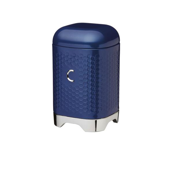 KitchenCraft Lovello Retro Coffee Canister with Geometric Textured Finish - Midnight Navy