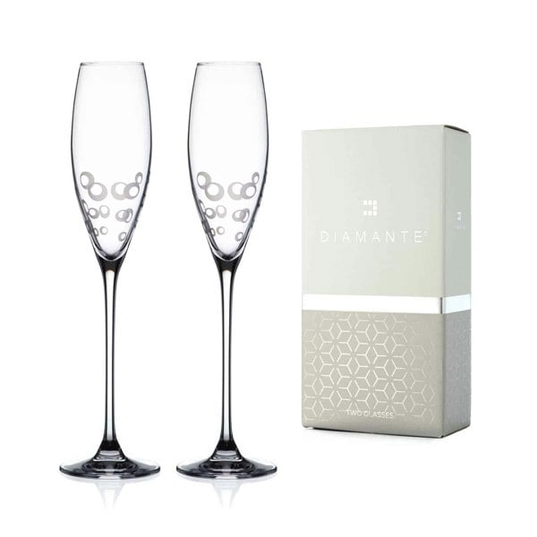 Diamante Elegance Bubbles Champagne Flutes - Set of 2