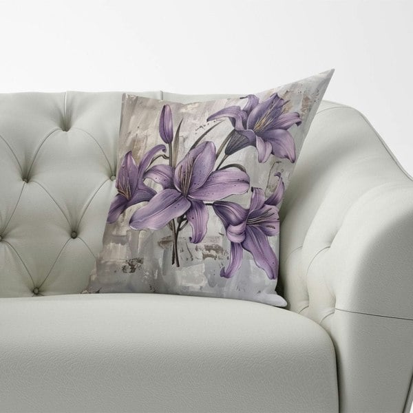 Warren Reed Purple Lilies In Bloom Cushions