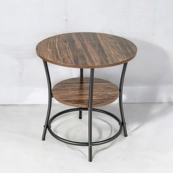 Rafaelo Mobilia Industrial Round Coffee Table With 2 Shelves