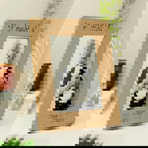 Personalised Memento Company Personalised Grandchild 5x7 Oak Finish Photo Frame