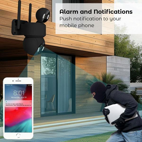 ENER-J Smart Wi-Fi Dual Lens Outdoor Dome IP Camera - Black Housing, IP65