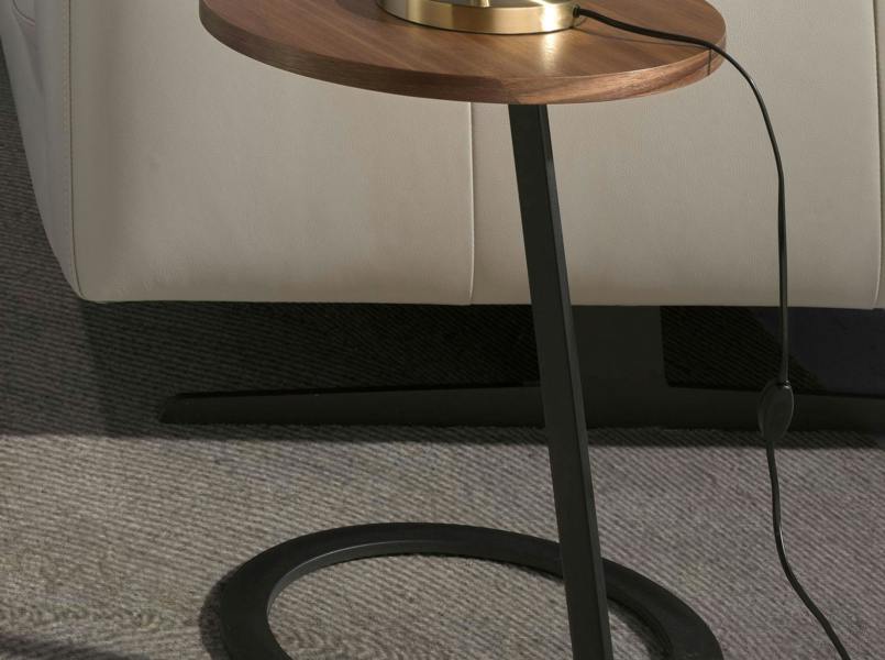 Angel Cerdá Round corner table walnut and black steel 2115