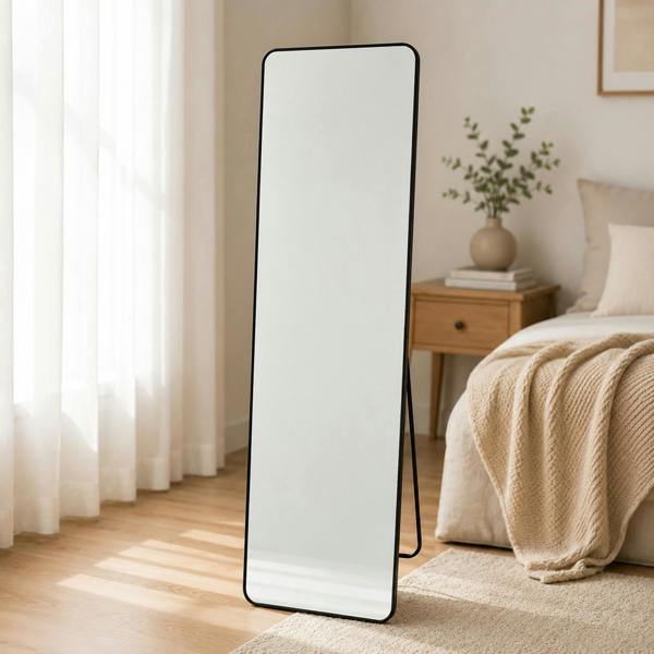 Gr8 Home 150x40cm Full Length Freestanding Dressing Mirror Black Frame Floor Standing Bedroom Mirror