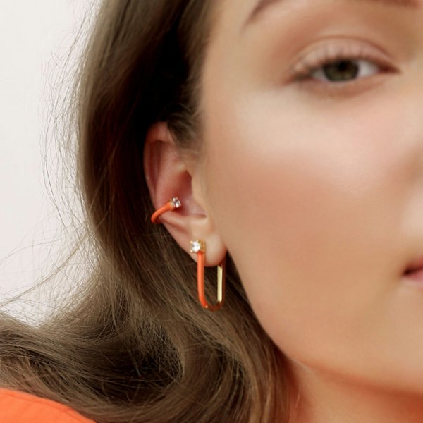 Gold Trip Enamel Ear Cuff - Apricot