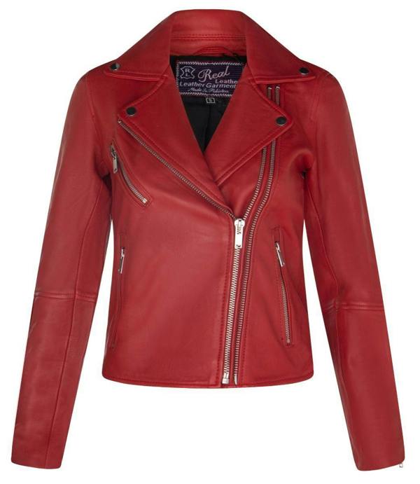 Womens Leather Retro Biker Jacket-Madeley - Upperclass Fashions 