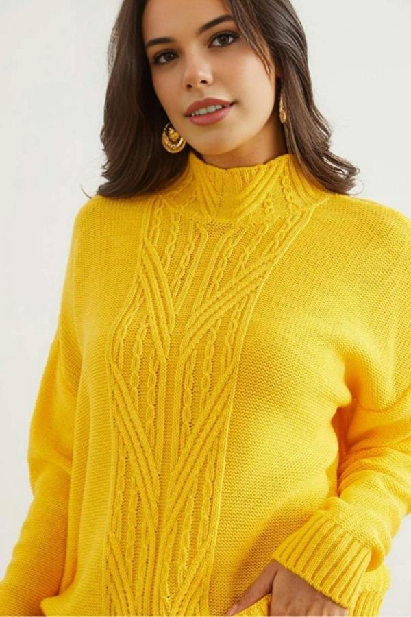 Hoxton Gal High-Neck Cable Knit Sweater