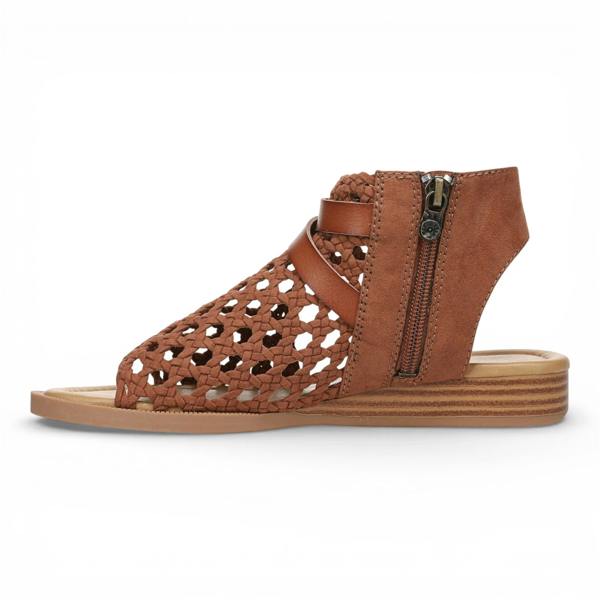 Blowfish Malibu Anuella - Women's Cognac Brown Weave Micro Wedge Sandals