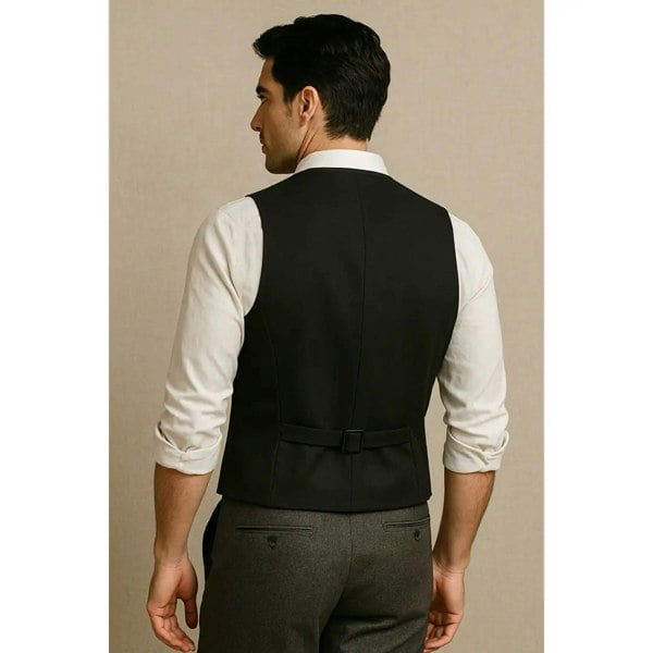 TruClothing Men's Plain Black Formal Waistcoat