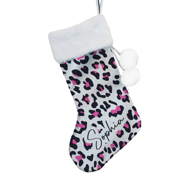 Personalised Memento Company Personalised Leopard Print Christmas Stocking
