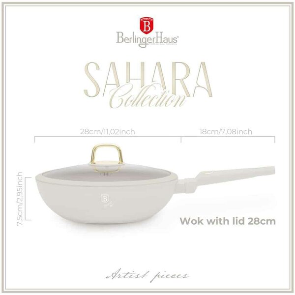 Berlinger Haus Wok with lid, 28 cm Berlinger Haus BH8064 Sahara