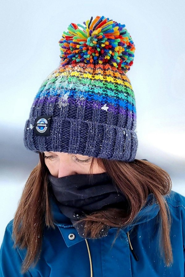 SuperBobble Beanie Bobble Hat - Rainbow Pride Midnight Blue