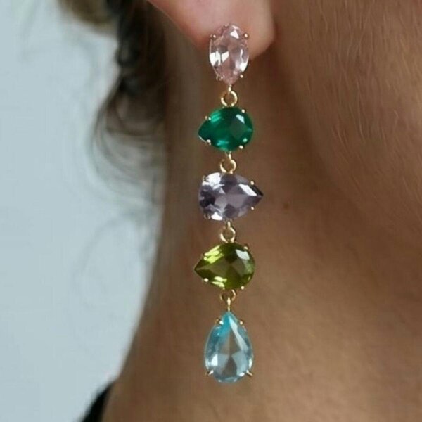 Uchi & Soto Hanabi Mixed Stone Drop Earrings