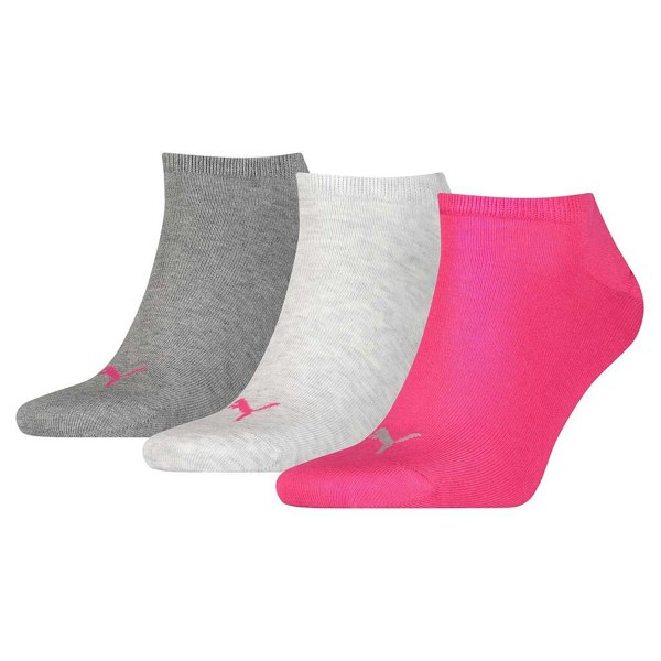 Puma Unisex Adult Invisible Socks (Pack of 3) - Pink/Grey/Charcoal Grey