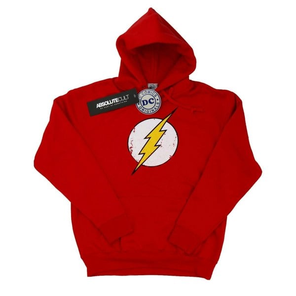 DC Comics Mens Flash Distressed Logo Hoodie - Red