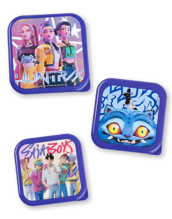 KPop Demon Hunters Girls Multicoloured Character Lunch Bag Bottle and 3 Snack Pot (One Size)