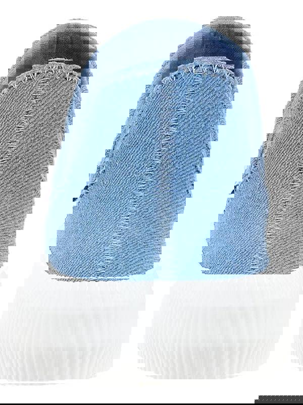 Rocket Dog Cheeryful Womens Slip On Casual Trainers Shoe, close-up view of the light blue slip-on sneaker showing the fabric upper and white rubber sole.