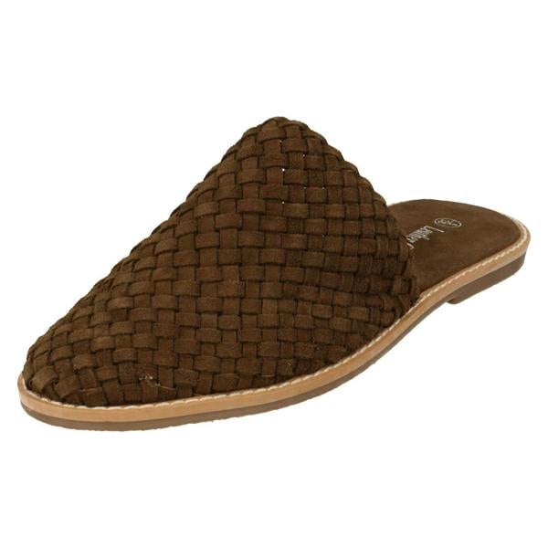 Leather Collection Ladies Leather Collection Weave Vamp Mules