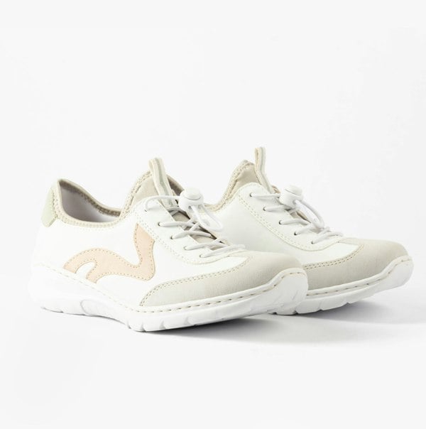 Rieker Womens Elasticated Shoes - White Combination (L32G9-80)
