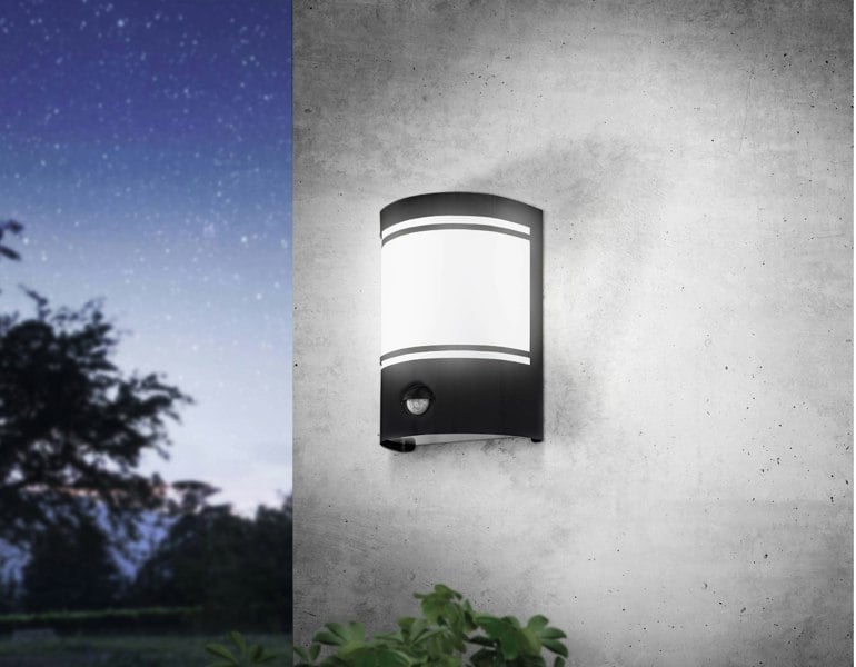 EGLO Cerno Exterior Curved Black Wall Light