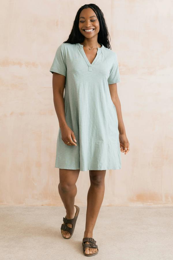 Lily & Me Terrace Organic Cotton Jersey Swing Dress Silver Sage
