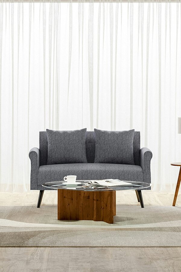 Living and Home 2 Seater Upholstered Sofa Fabric Armchair Loveseat