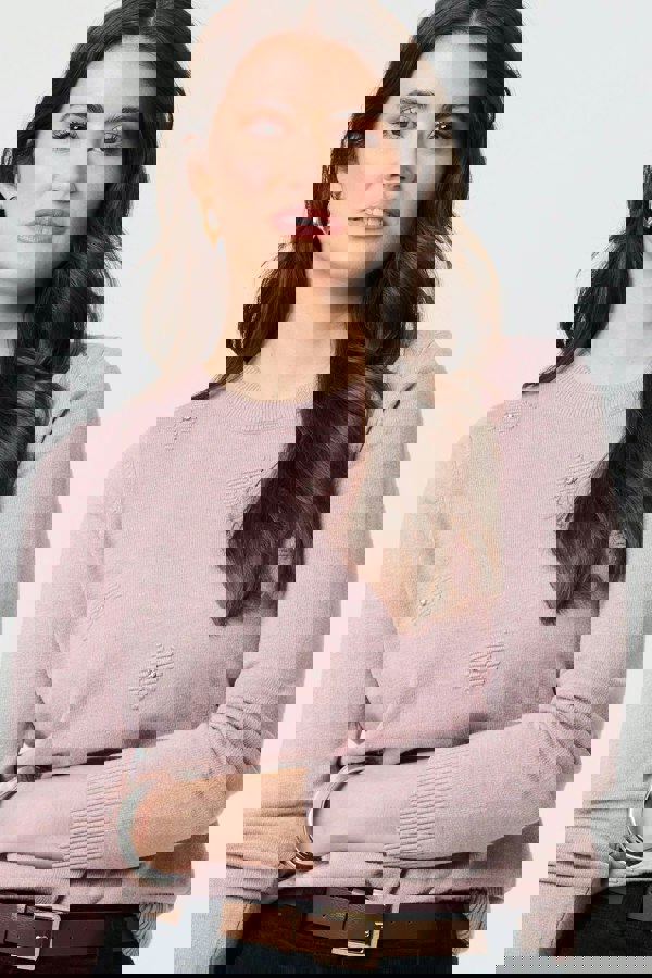 Peach | Floral Gemstone Embellished Jumper
