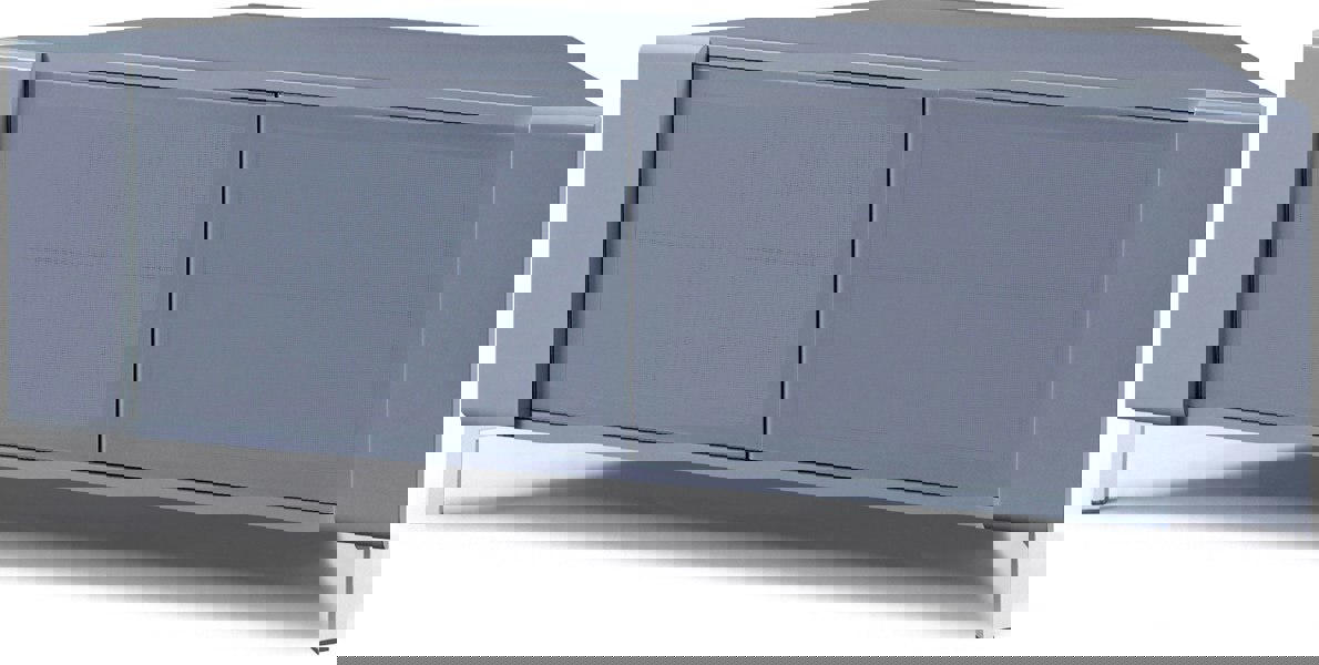 MDA Designs CORVUS Corner-Friendly Grey BeamThru Glass Doors with Grey Profiles Contemporary Cabinet for Flat Screen TVs up to 50"