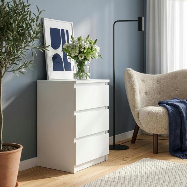 Furniture To Go Edmore 3 Drawer Bedside Chest in White