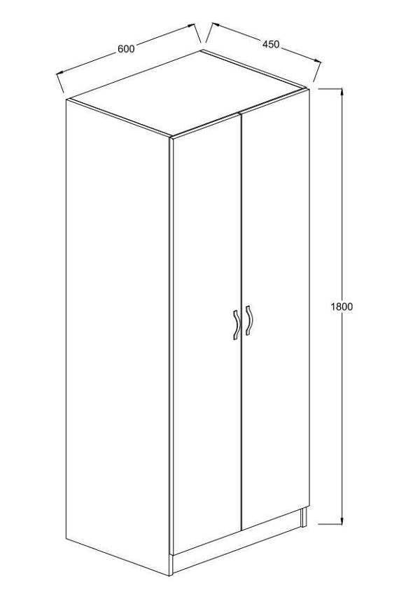 Timber Art Design Modern 2 Door Double Wardrobe with Hanging Rail – Bedroom Storage