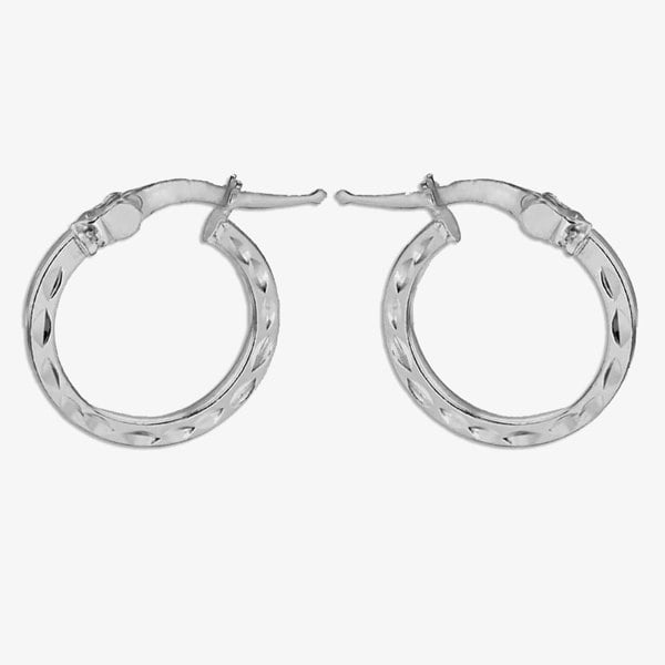 T. H. Baker Sterling Silver 10mm Diamond Cut Hoop Earrings 8.51.1649