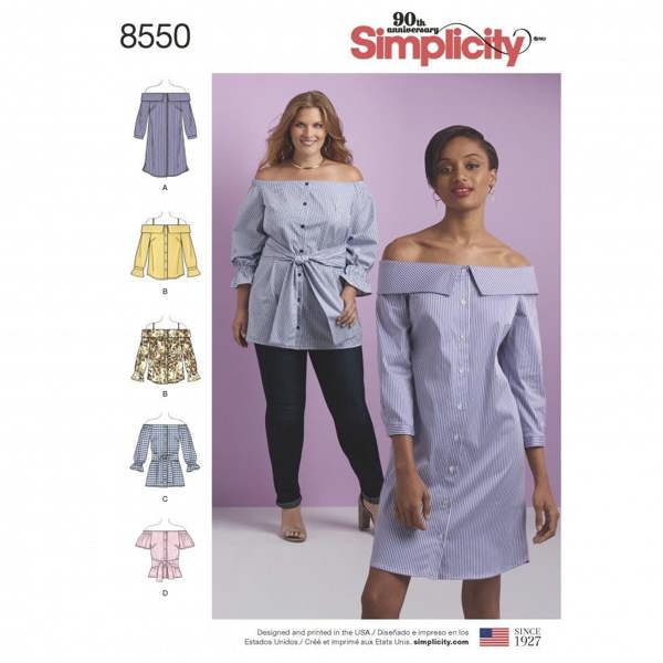 Simplicity Sewing Pattern 8550, Dresses, Tops, Shirts for Women, BB (20W-28W) - Intermediate