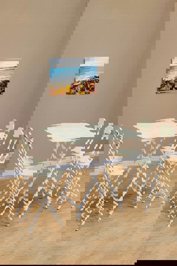 Living and Home 5pcs 80cm Folding Table and 4 Chairs Set Indoor Outdoor Bistro Kitchen Dining Set Furniture