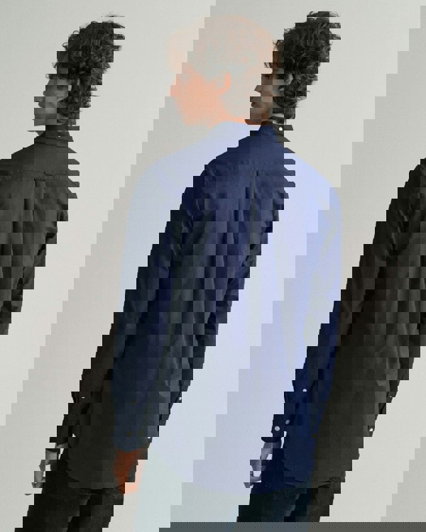 GANT Mens Regular Fit Long Sleeve Poplin Shirt - 410 Marine