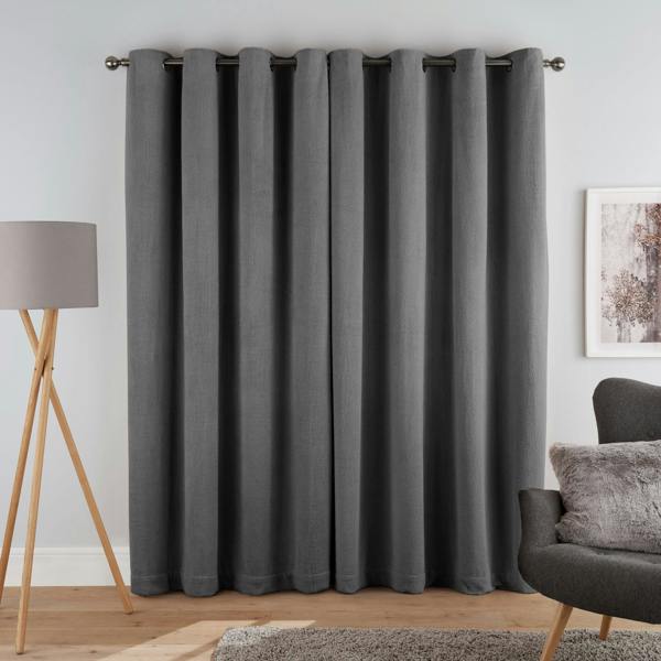 Smart Living Teddy Fleece Eyelet Curtain - Grey